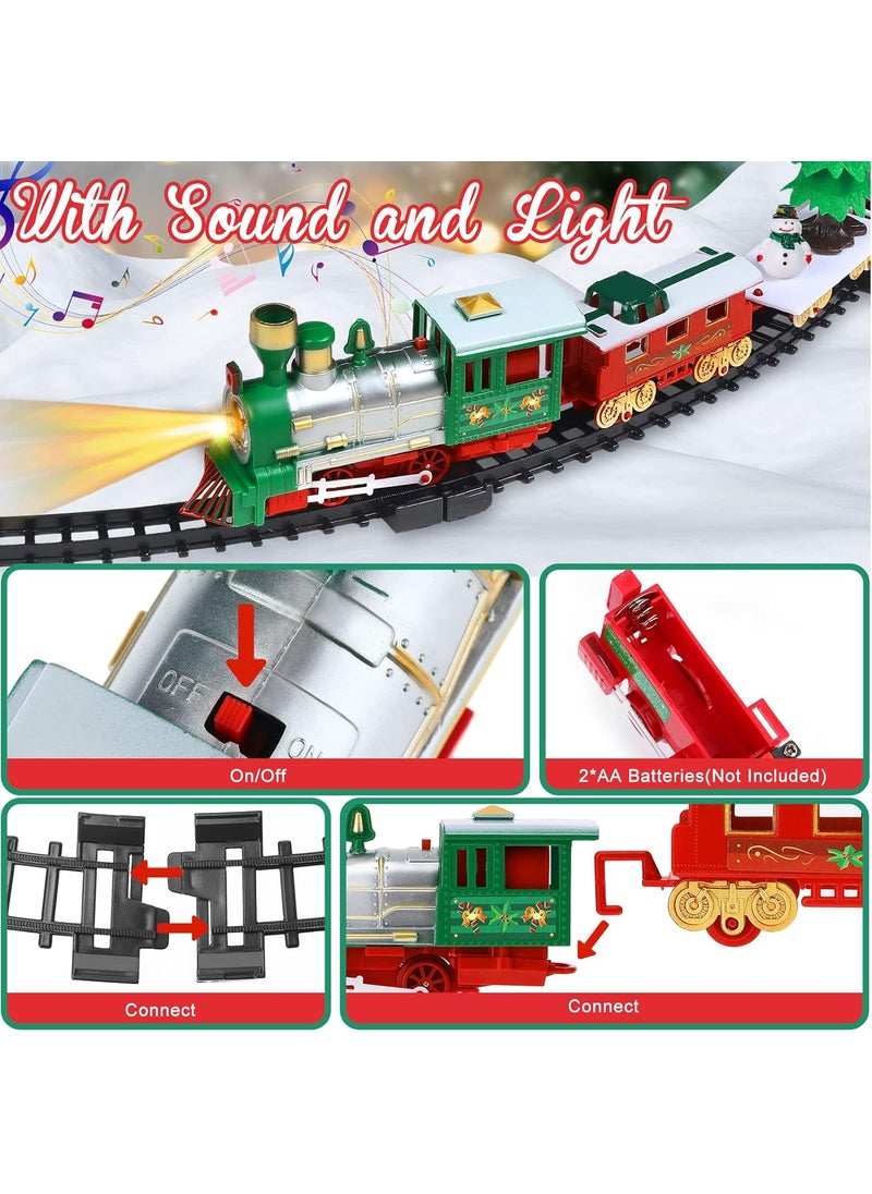 Sratte Sratte Christmas Electric Train Set Around The Christmas Tree Train Toy Set with Track Locomotive Santa Claus Snowman Xmas Tree Music and Lights Christmas New Year Gifts for Boys Girls  - Image 3
