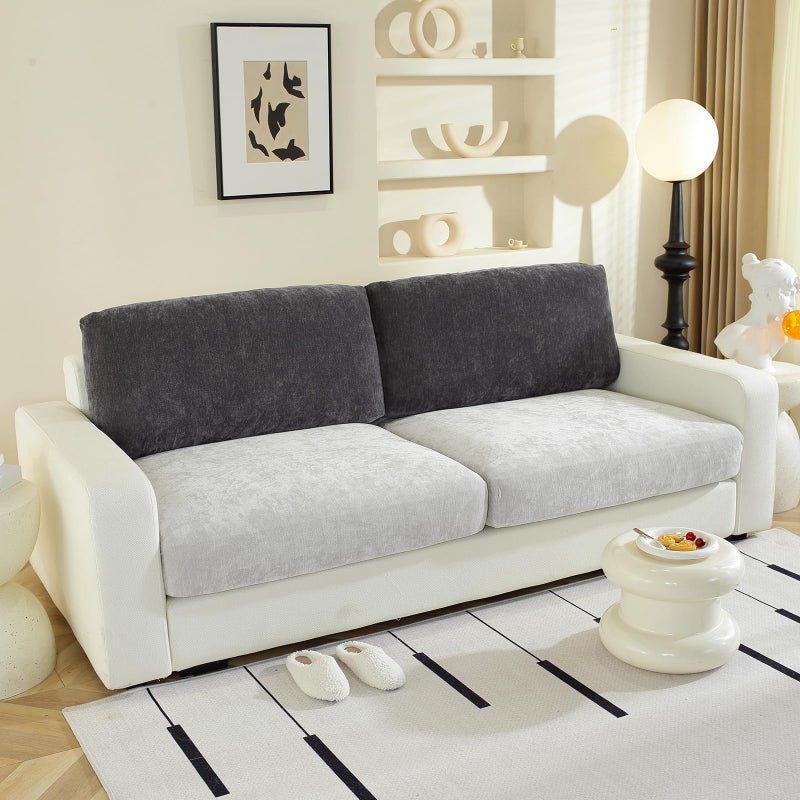 WEYOND Couch Cushion Covers for L Shaped Sectional Sofa Softer Chenille Large Sofa Covers Washable NonSlip Individual Stretch Couch Cover 2Pack Back Backrest Covers Dark Grey - Image 2