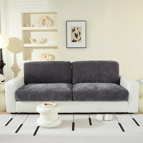 WEYOND Couch Cushion Covers for L Shaped Sectional Sofa Softer Chenille Large Sofa Covers Washable NonSlip Individual Stretch Couch Cover 2Pack Back Backrest Covers Dark Grey - Image 3