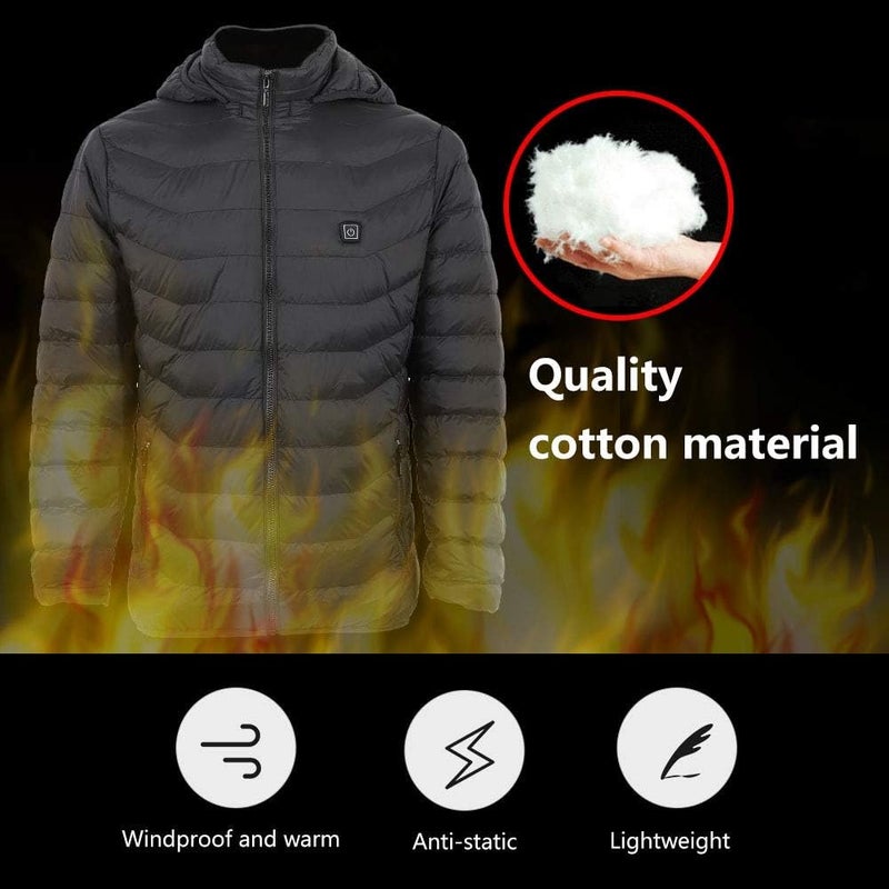 comfrt Men Heated Coat, 5V USB Electric Heated Warm Men Coat Comfortable Heating Jacket for Winter - Image 3
