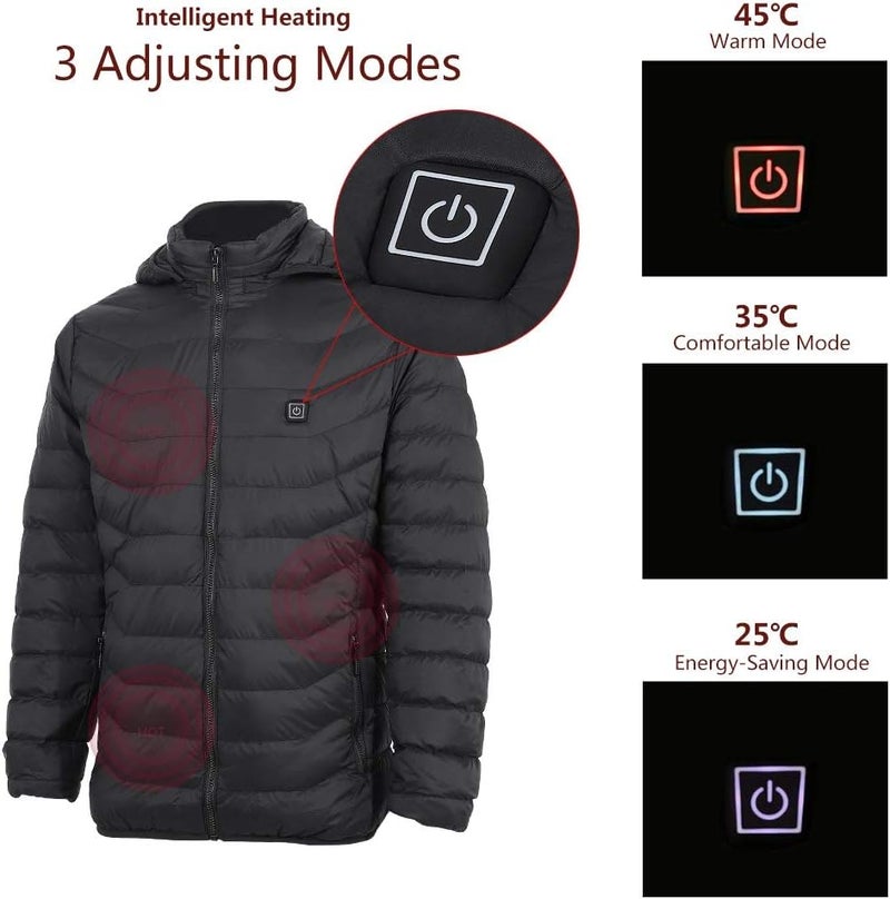 comfrt Men Heated Coat, 5V USB Electric Heated Warm Men Coat Comfortable Heating Jacket for Winter - Image 2