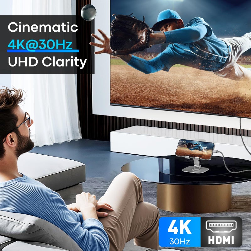 UANTIN USB C to HDMI Cable 3Ft | 4K High-Speed USB 3.1 Type-C to HDMI Cord [Thunderbolt 3/4/5 Compatible] with MacBook, Galaxy S9 to S24, iPhone 15/16, iPad Pro, iMac, Surface - Image 2