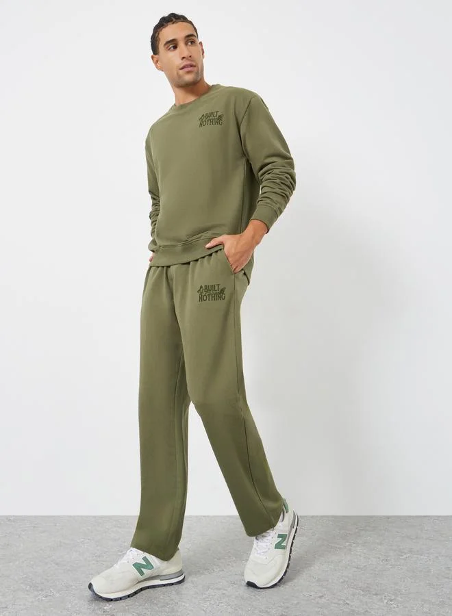 Styli Men Olive Relaxed Fit Sweatshirt and Joggers Co-Ords