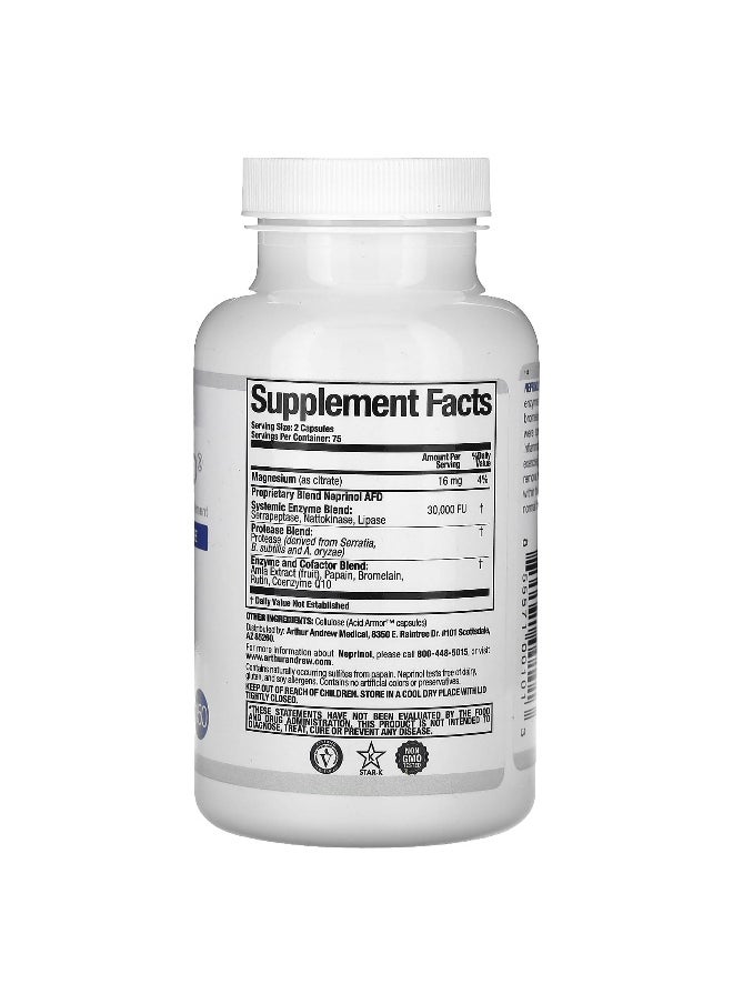 Arthur Andrew Medical Arthur Andrew Medical, Neprinol AFD, Advanced Fibrin Defense, 15,000 FU, 150 Capsules  - Image 2