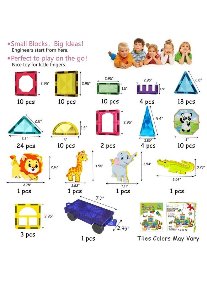 Jasonwell Jasonwell Magnetic Tiles Kids Magnetic Blocks Building Sets 3D Magnet Tile Building Toy Construction Educational STEM Toys Christmas Birthday Gifts for Toddlers Boys Girls 3 4 5 6 7 8 9 10 + Year Old  - Image 4
