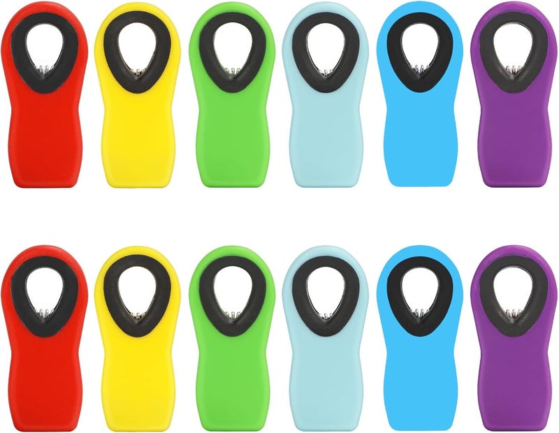 Ecurfu Bag Clips with Magnet, 12 Pack 6 Assorted Bright Colors Magnetic Clips for Refrigerator, Magnet Clips, Chip Clips, Bag Clips for Food Storage, Snack Bags and Food Bags - Image 1