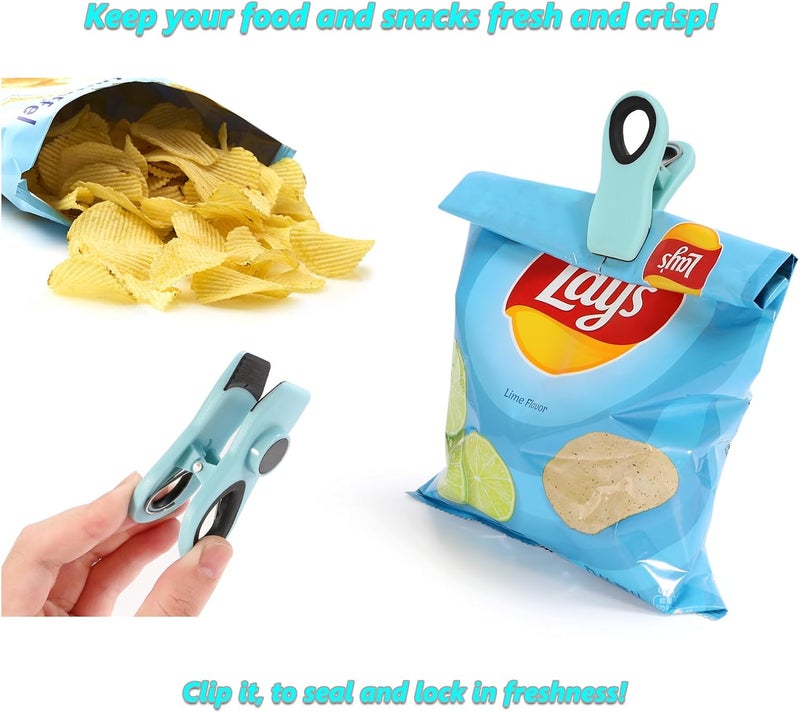 Ecurfu Bag Clips with Magnet, 12 Pack 6 Assorted Bright Colors Magnetic Clips for Refrigerator, Magnet Clips, Chip Clips, Bag Clips for Food Storage, Snack Bags and Food Bags - Image 4