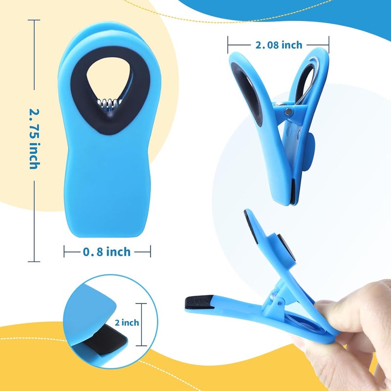 Ecurfu Bag Clips with Magnet, 12 Pack 6 Assorted Bright Colors Magnetic Clips for Refrigerator, Magnet Clips, Chip Clips, Bag Clips for Food Storage, Snack Bags and Food Bags - Image 3