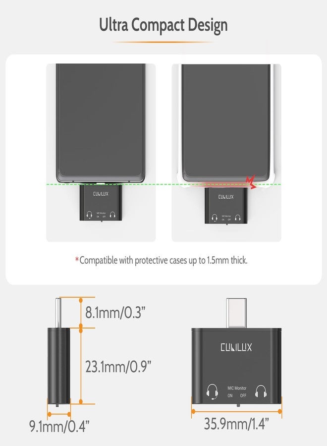 Cubilux USB C Training Headphone Splitter with Direct MIC Monitor, Type C to 3.5mm TRRS Microphone Adapter for iPhone 16/15, iPad Pro 13/12.9/11, Galaxy S25/S24/S23/S22, Pixel 9/8/7 Pro, Android Phone - Image 5