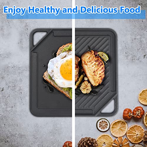 GasSaf Cast Iron Reversible Griddle, Double Sided Grill Pan Perfect for Stove Tops and Gas Grills, 10 Inch x 10 Inch - Image 3