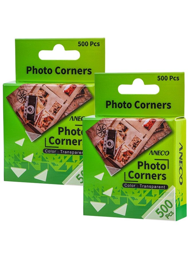 Aneco 2 Pack Transparent Photo Corners Clear Picture Mounting Corner Stickers for DIY Album, Scrapbook, Journal, 500 Pieces/Pack - Image 1