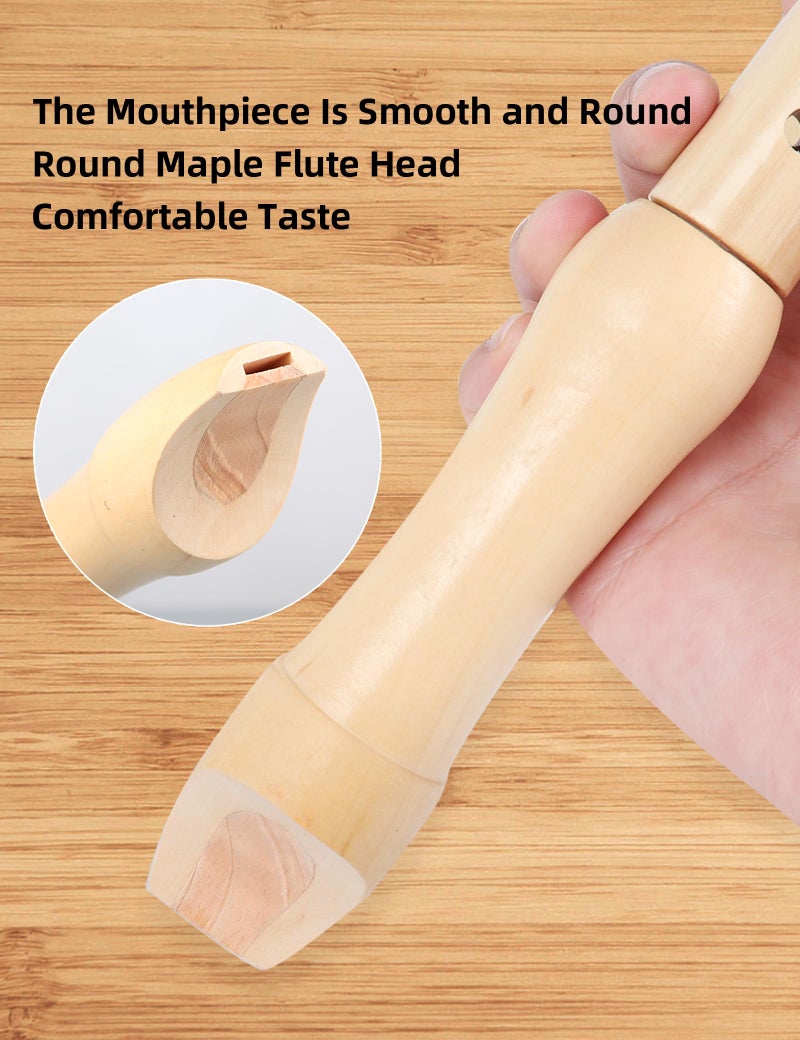 Mr.Power Maple Wooden Soprano Recorder, C Key German Style Fingering 8 Holes 2 Piece School-Approved Musical Instrument Pupil Student Educational (Wood Color) - Image 4