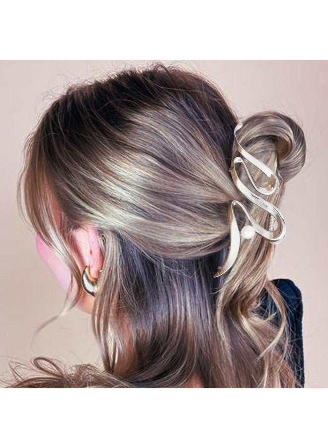 CAKURE Hair Clips Pearl Claw Clip Gold Metal Hair Clip Claws Nonslip Stylish Hair Accessories for Women and Girls (Pack of 2) - Image 3