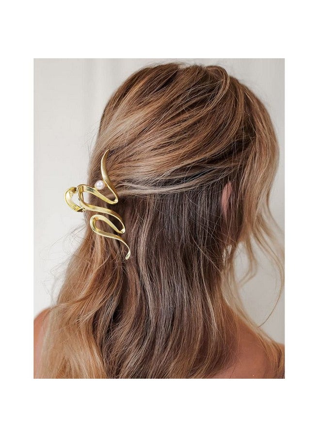 CAKURE Hair Clips Pearl Claw Clip Gold Metal Hair Clip Claws Nonslip Stylish Hair Accessories for Women and Girls (Pack of 2) - Image 5