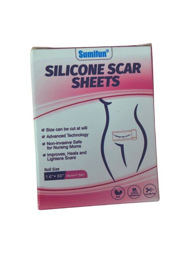 Sumifun Silicone Scar Sheets, Silicone Scar Tape Roll, Soft Silicone Gel Scar Tape, Medical Grade Silicone Scar Sheets, Scar Removal Strips for Acne Scars, C-Section Surgery Scars Treatment - Image 1