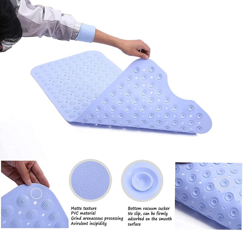 SHOPOLIFE AntiSlip Bath Shower Mat AccuPebble AntiSkid mat Large Size Bath Mat with Suction Cups Bathroom Mats with Drain Holes AntiSlip mat for Bathroom Floor 100x40 CM Multicolor  - Image 4