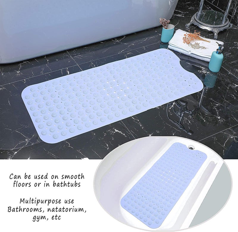 SHOPOLIFE AntiSlip Bath Shower Mat AccuPebble AntiSkid mat Large Size Bath Mat with Suction Cups Bathroom Mats with Drain Holes AntiSlip mat for Bathroom Floor 100x40 CM Multicolor  - Image 2