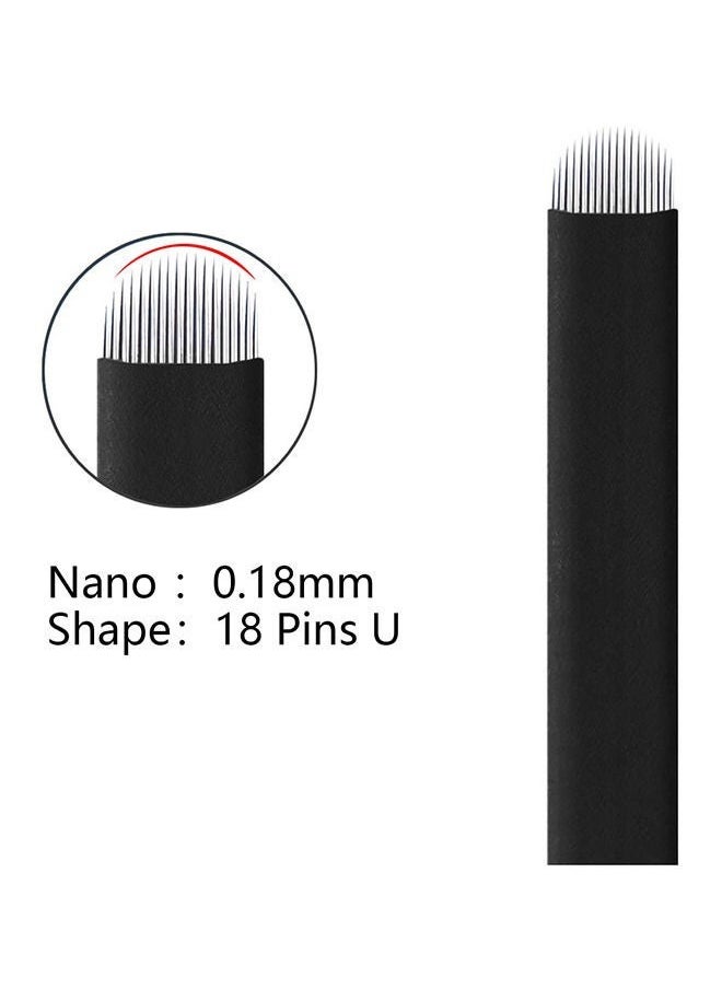 Coconut - 10 Pieces Disposable 0.18mm Microblading Blade Fine Needles Permanent Makeup Curve Brow Manual Eyebrow Embroidery Tattoo Microblade Needles - U 18 Pins Shape - Image 1