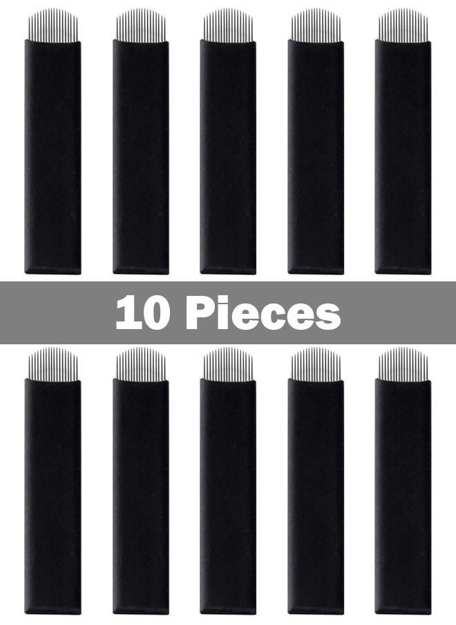 Coconut - 10 Pieces Disposable 0.18mm Microblading Blade Fine Needles Permanent Makeup Curve Brow Manual Eyebrow Embroidery Tattoo Microblade Needles - U 18 Pins Shape - Image 1