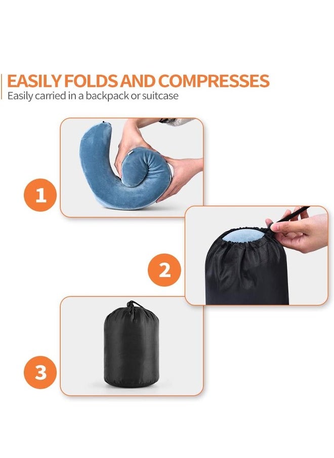 HQ-GAMING - U-Shaped Neck Pillow, Memory Foam Pillow, Airplane Pillow for Head Rest Neck Support, Travel Pillow, Portable Pillow for Office Cars Trains Long Flights Sleeping (Blue) - Image 1