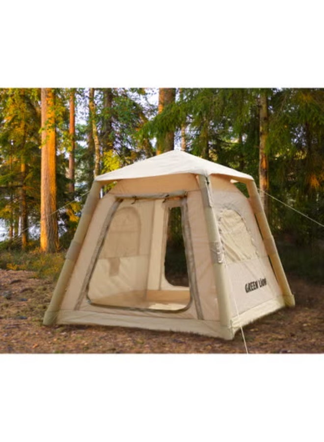 GREEN LION GT-3X Inflatable Camping Tent / Quick Setup 1–2 Min Air Tent / Oxford Waterproof Fabric / Outdoor Portable Shelter for 2–3 People / Dual Door Design / UV Protection / Wind & Tear Resistant / Electric Deflation Valve & Hand Pump Included - Beige - Image 4