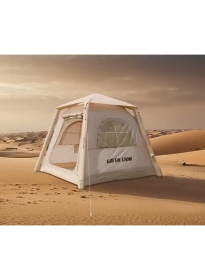 GREEN LION GT-3X Inflatable Camping Tent / Quick Setup 1–2 Min Air Tent / Oxford Waterproof Fabric / Outdoor Portable Shelter for 2–3 People / Dual Door Design / UV Protection / Wind & Tear Resistant / Electric Deflation Valve & Hand Pump Included - Beige - Image 5