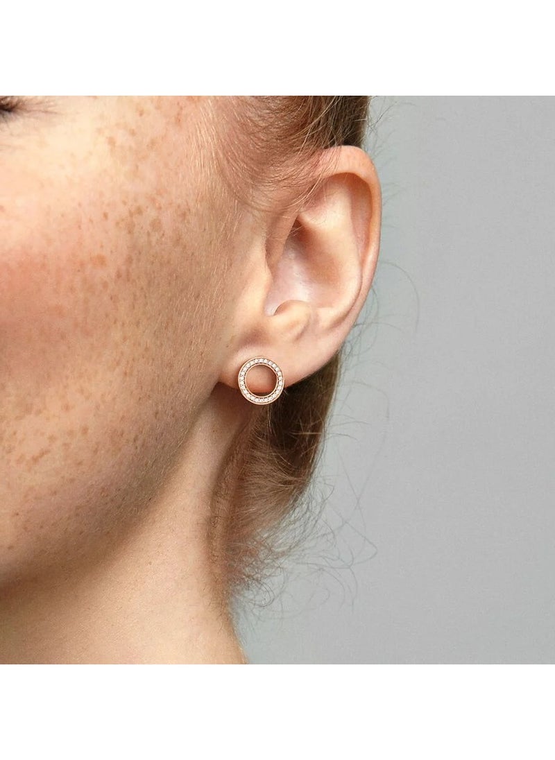 PANDORA - 14k Rose gold-plated stud earrings with clear cubic zirconia - Image 1