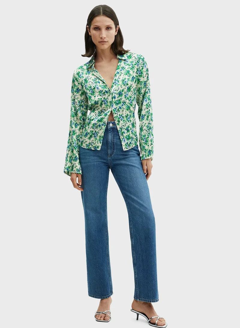 MANGO Printed Button Down Shirt