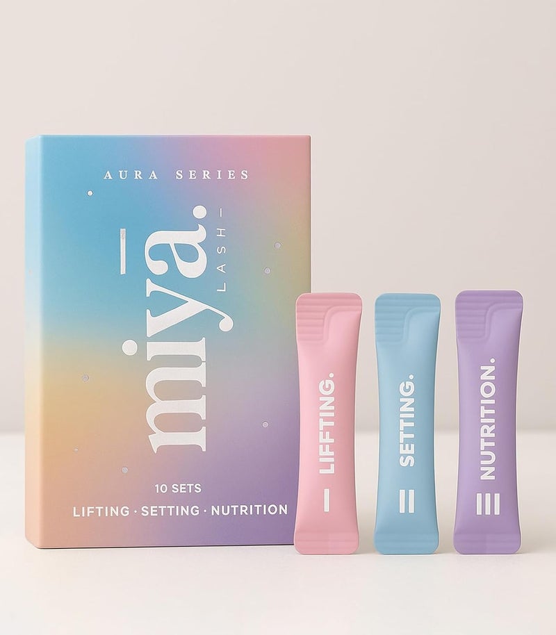 MIYA LASH AURA Series Lash Lift Lotion Brow Lamination Lotion Refill Sachet Refill for Lash Lift Kit Brow Lift Kit 10 Treatments 3Step Lifting Setting Lotions with Nutrition Serums