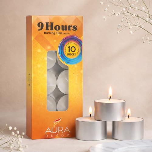 AURA DECOR AuraDecor Tealight Candles Pure Wax, Unscented, 9 Hours Burning time, White Unscented Tea Light Candles (Pack of 90) Heavy Tealight - Image 3