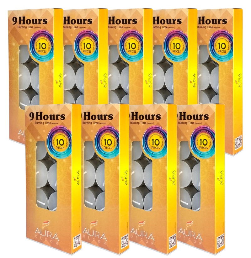 AURA DECOR AuraDecor Tealight Candles Pure Wax, Unscented, 9 Hours Burning time, White Unscented Tea Light Candles (Pack of 90) Heavy Tealight - Image 1