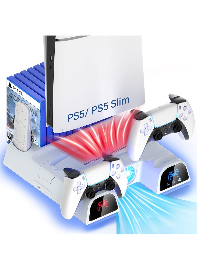 DOBE Cooling Station for PS5 /PS5 Slim /PS5 Pro Console , with Dual Controller Charging Station, 3 Levels Turbo Fan and Headset Holder, PS5 Vertical Stand  - Image 1