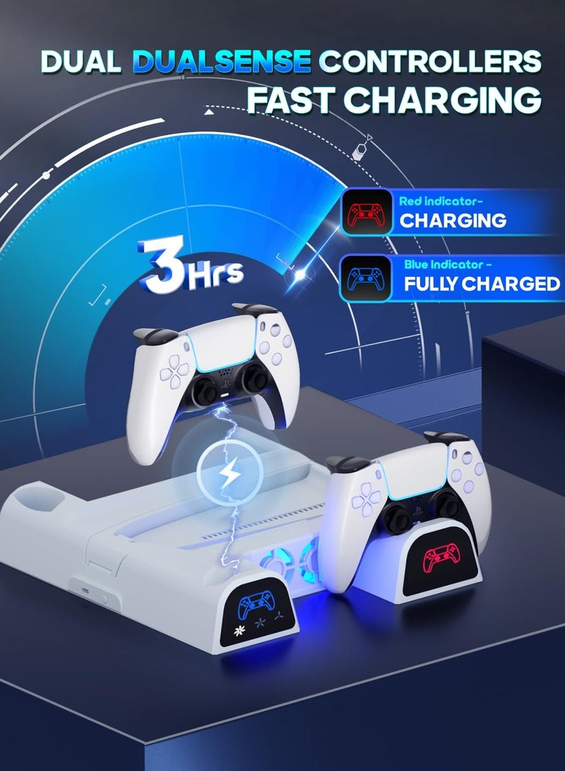 DOBE Cooling Station for PS5 /PS5 Slim /PS5 Pro Console , with Dual Controller Charging Station, 3 Levels Turbo Fan and Headset Holder, PS5 Vertical Stand  - Image 3