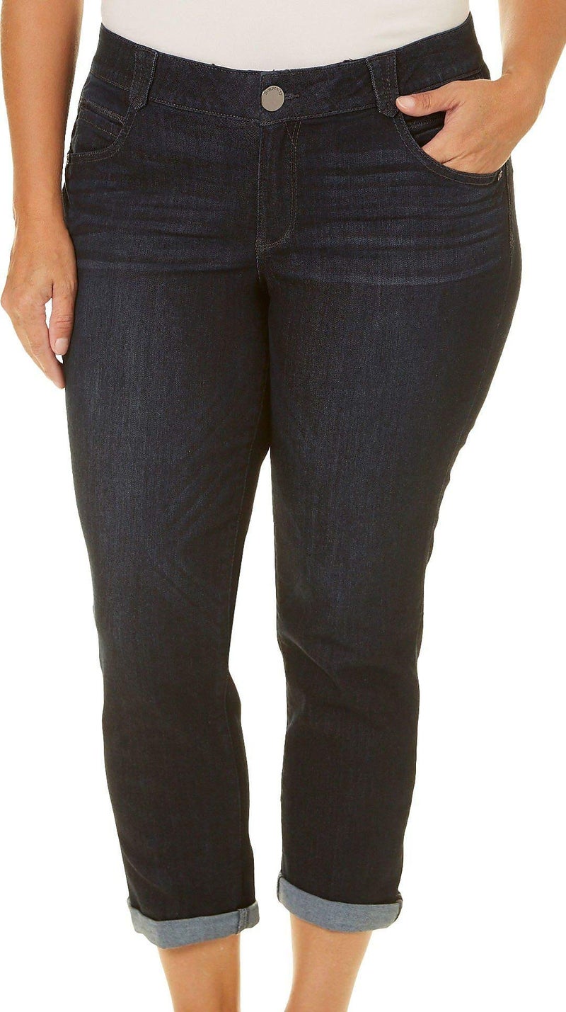 Democracy womens Plus Size Ab Solution Crop Jeans Dark Indigo 22 US