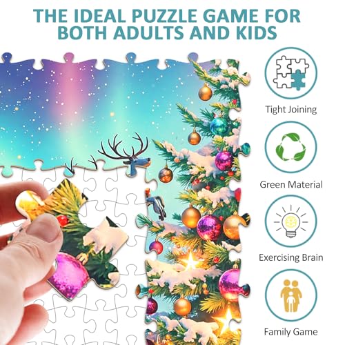 SECOGM Northern Lights Puzzles for Adults 1000 Pieces Christmas Jigsaw Puzzles 1000 Pieces Impossible Difficult Hard Challenging Puzzles for Adults Art Puzzle for Home Decor 19 27in - Image 5