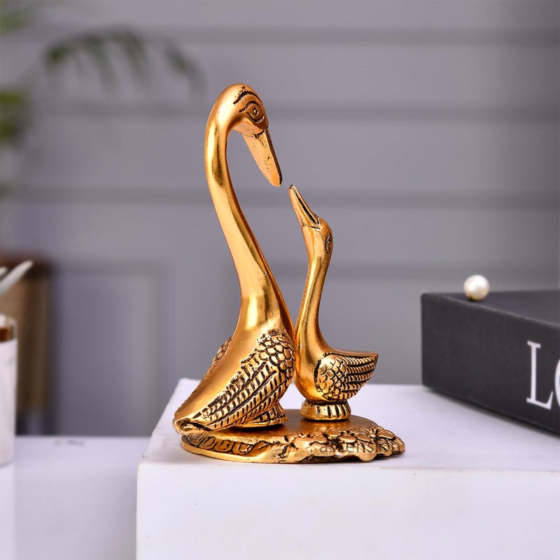 Ascension SwanCrane Set in Antique Golden Finish Metal Carved Base for Decoration and Gift Purpose Home Dcor Showpiece Statue Diwali Home Decoration Items Festive Home Office Gifts - Image 3