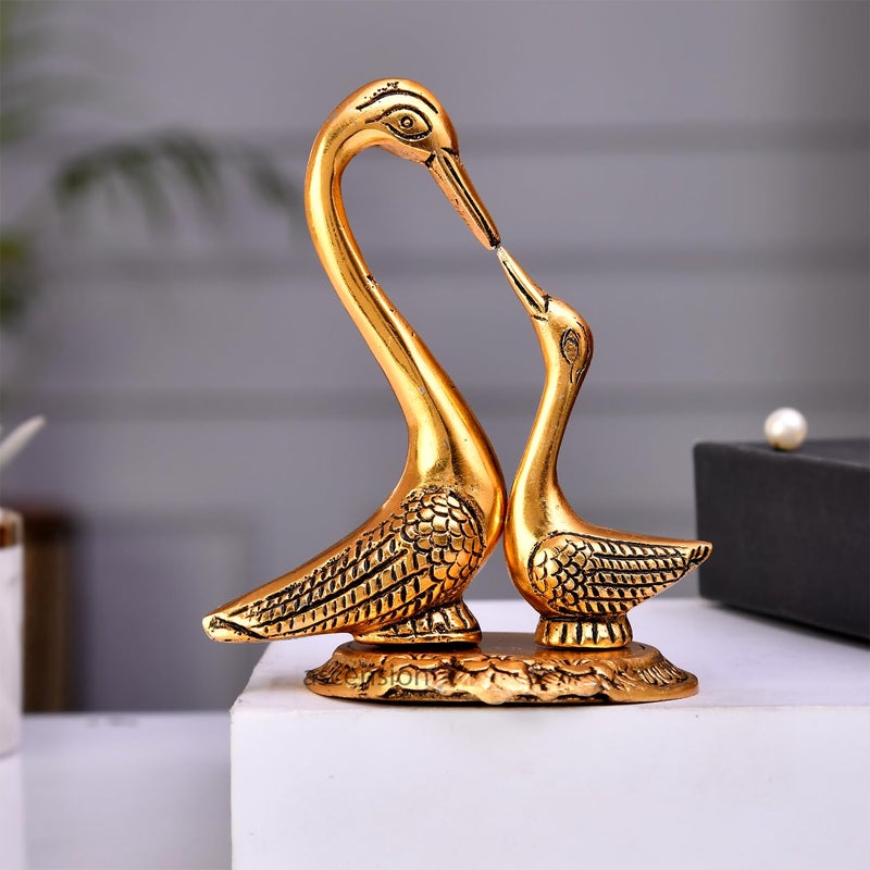 Ascension SwanCrane Set in Antique Golden Finish Metal Carved Base for Decoration and Gift Purpose Home Dcor Showpiece Statue Diwali Home Decoration Items Festive Home Office Gifts - Image 1
