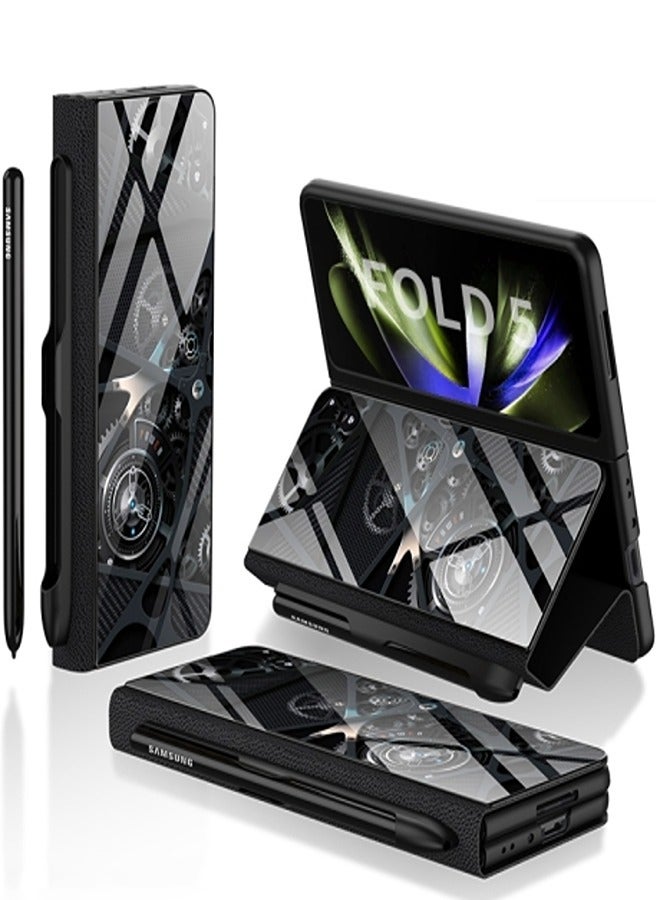 Zaboon Protective Case Cover For Samsung Galaxy Z Fold5 GKK Painted Tempered Glass Flip Leather  with Pen Slot  - Image 1