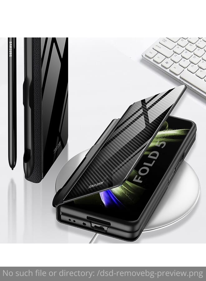 Zaboon Protective Case Cover For Samsung Galaxy Z Fold5 GKK Painted Tempered Glass Flip Leather  with Pen Slot  - Image 3
