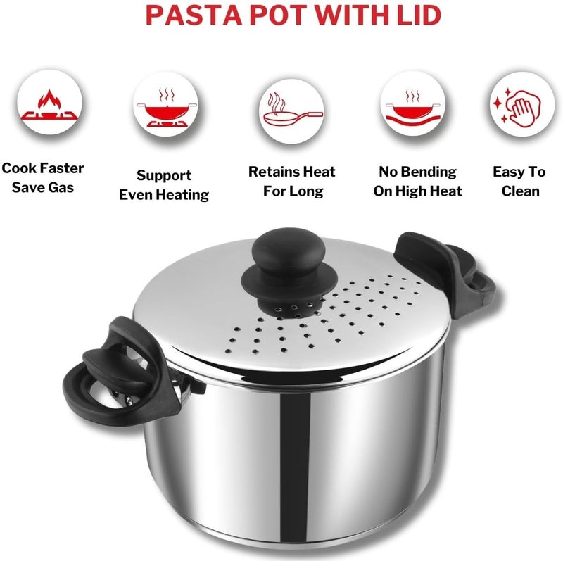 Klassi Kichen Stainless Steel StrainerLift Lock Handle PastaRice 2 Years Warranty Induction Bottom Cookware Set - Image 4