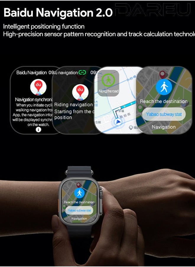 DAREU - AI Smartwatch with 2.02” AMOLED Display, 485x520px Resolution, Real-Time Photo Preview, Customizable Dials, Bluetooth Network Sharing, AI Robot Assistant, WeChat Voice Reply, Wearfit OS - Image 1
