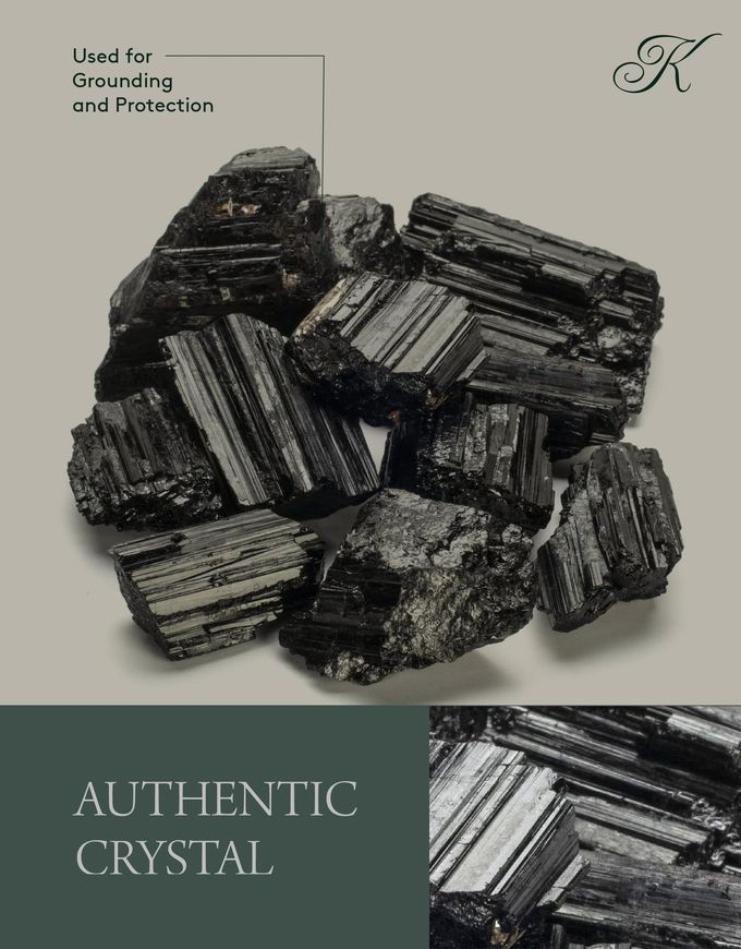 ريحني Black Tourmaline Bundle with Calming and Purification Energy Brazilian Turmalina Negra Schorl Reiki Healing Crystal Used for Protection and Security (Information Card Included) - Image 3