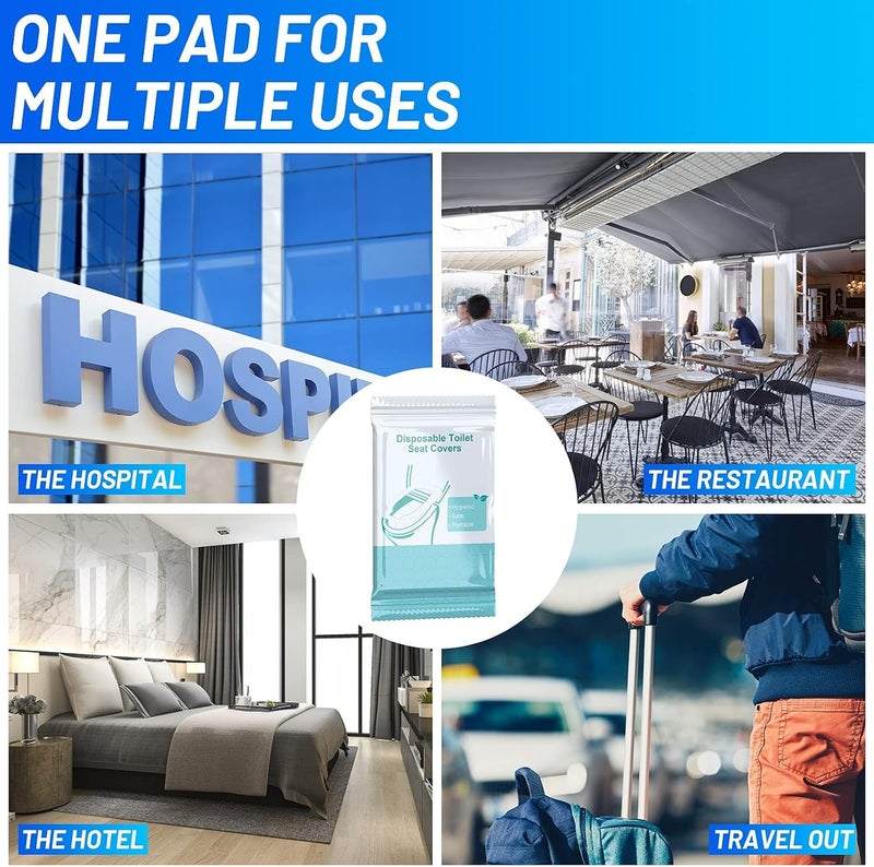 KASTWAVE Toilet Seat Covers Disposable, 50 Pcs Adhesive Antibacterial Waterproof Extra Large for Adults Travel Hospital Hotel Kids Potty Training Public Restrooms Camping, 16 x 24 Inch - Image 2