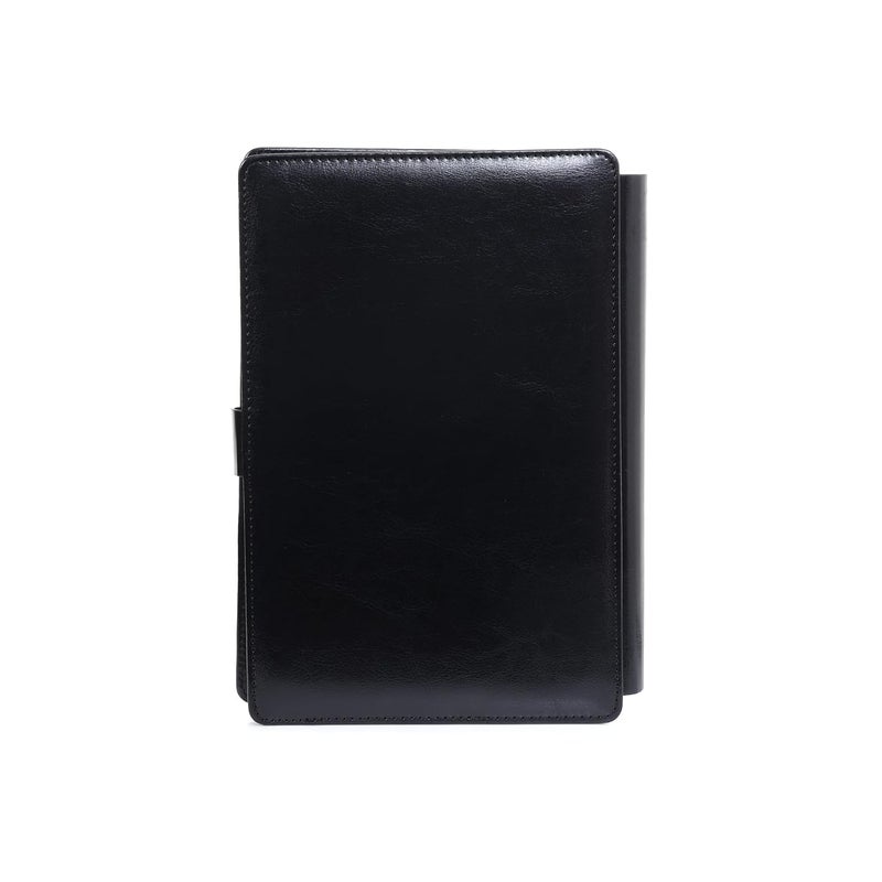 Scribelle A5 Folder Notebook with Refillable Pages – 192,PU Leather Cover, Mobile & Card Holder, Pen Slot, Gift Box-Black Color - Image 2