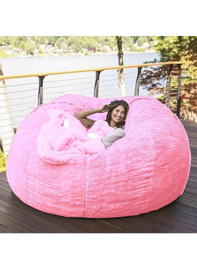 LIMOS Large Bean Bag Cover Round Soft Fluffy Cover with Faux Fur Filler Not Included - Image 1