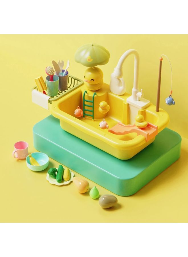 Shake The Sound Of Children's Dishwasher Table Toy Sink Basin Faucet Circulation Electric Water Outlet Play House Kitchen Girls-Color:Electric Dishwasher-Specifications:gift Box Packaging】 - Image 1