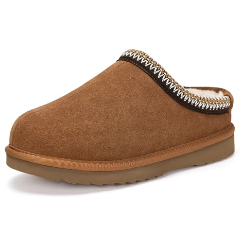 Intini Women's Men's Slippers Platform Mini Boots for Women Genuine Suede Platform Slip-on Slippers Cozy Water Resistant Faux Fur Warm Winter Fuzzy House Shoes Indoor Outdoor Dark Brown - Image 1