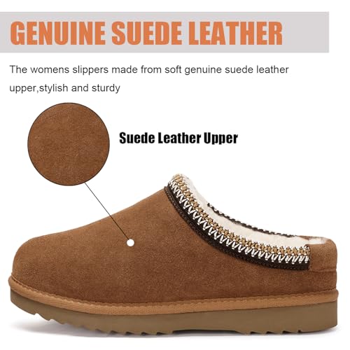 Intini Women's Men's Slippers Platform Mini Boots for Women Genuine Suede Platform Slip-on Slippers Cozy Water Resistant Faux Fur Warm Winter Fuzzy House Shoes Indoor Outdoor Dark Brown - Image 2