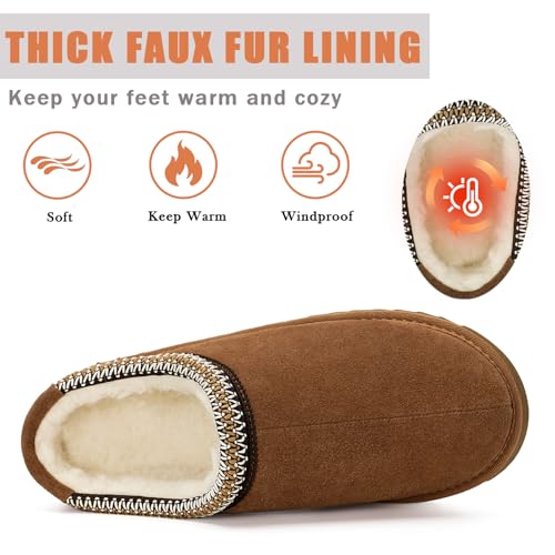 Intini Women's Men's Slippers Platform Mini Boots for Women Genuine Suede Platform Slip-on Slippers Cozy Water Resistant Faux Fur Warm Winter Fuzzy House Shoes Indoor Outdoor Dark Brown - Image 3