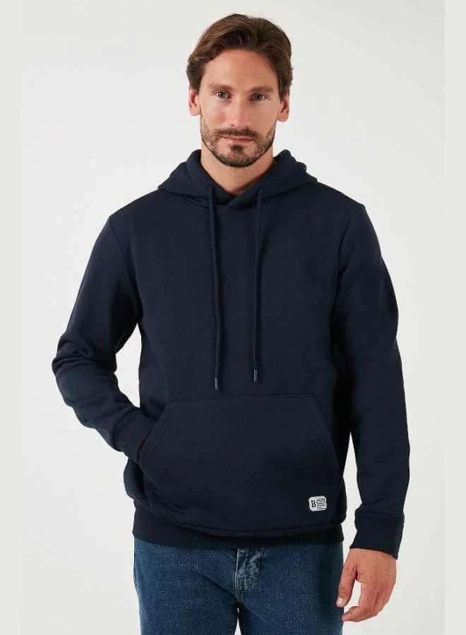 بوراتي سويت شيرت بقلنسوة بقصة عادية بجيوب كنغر وبطانة صوف ناعمة للرجال من بوراتي